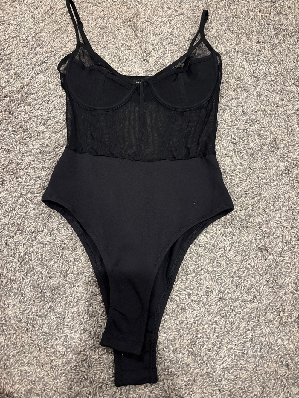 White Fox Boutique Black Mesh Underwire Bodysuit